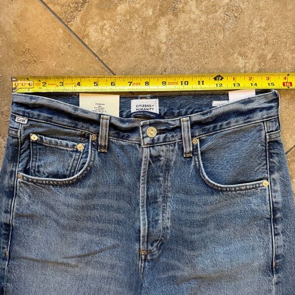 NWT Citizens of Humanity Ayla Raw Hem Crop Jeans Womens 27 Telegraph Blue Wide - Picture 13 of 16